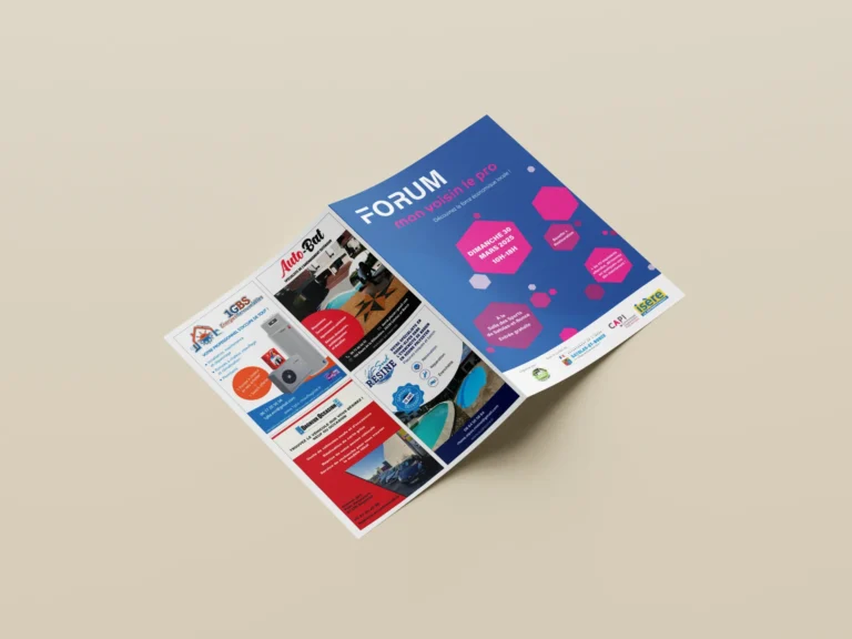 Brochure d'un forum professionnel avec des logos et des informations sur des événements, y compris une date et un lieu.