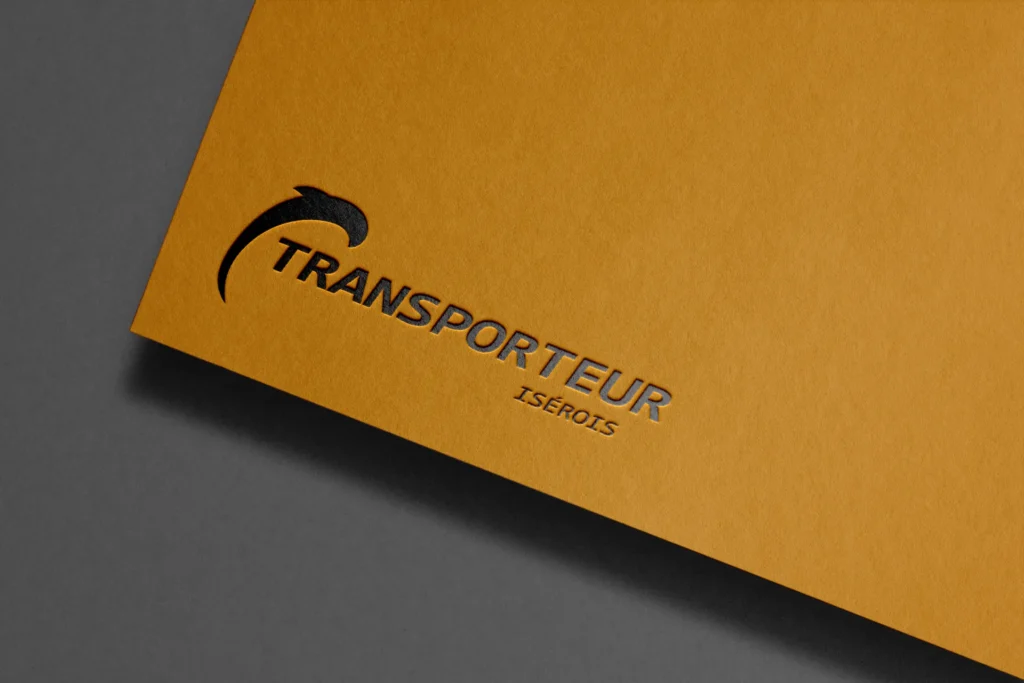 Logo de TRANSPORTEUR ISÉROIS avec un dauphin stylisé sur fond jaune orangé.