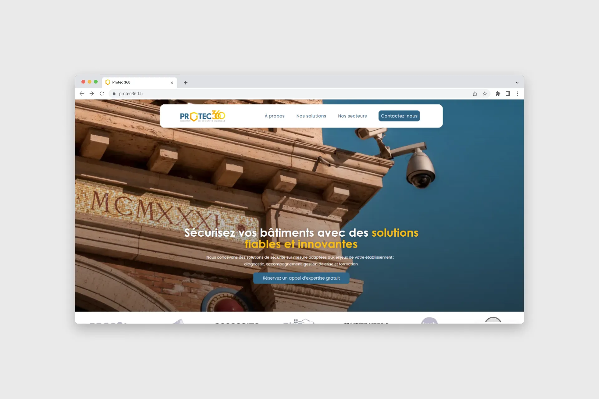 Page Accueil du site internet de Protec360